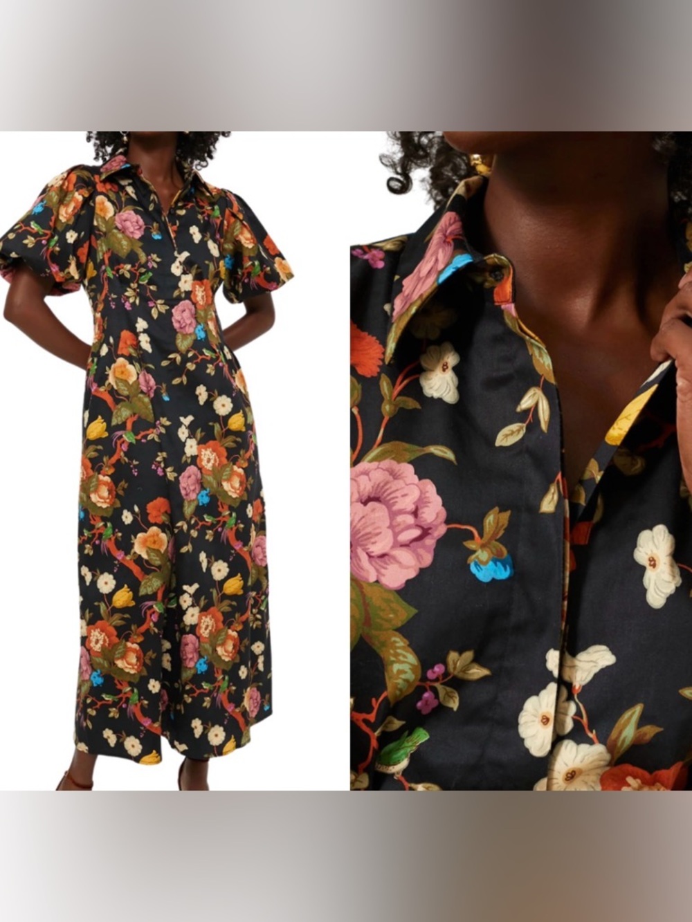 Tuckernuck Baroque Floral Delaney Short Puff Sleeve Maxi Dress - Picture 14 of 14